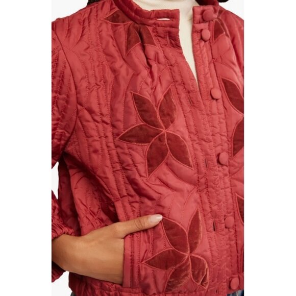 NWT Free People Quinn quilted red jacket in Marsala Red, S - Picture 9 of 16